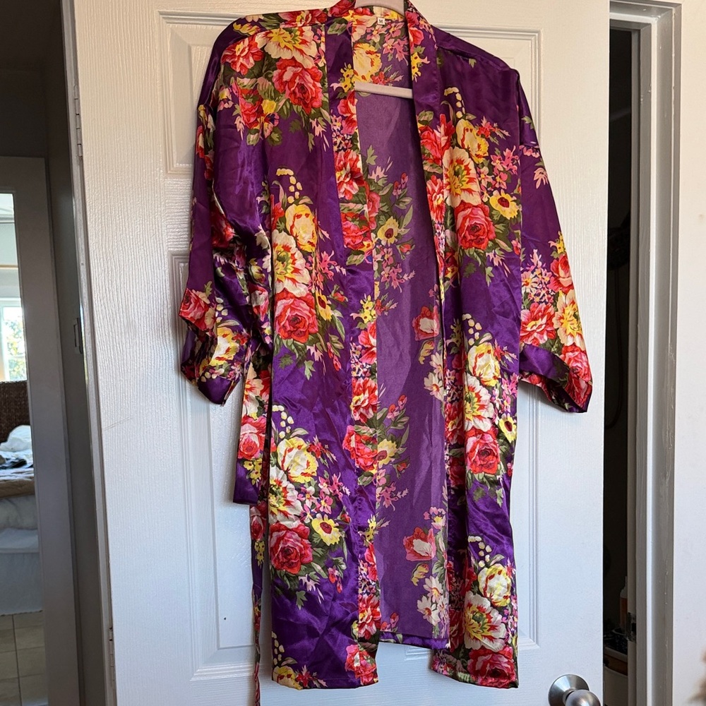Floral Purple Kimono Robe